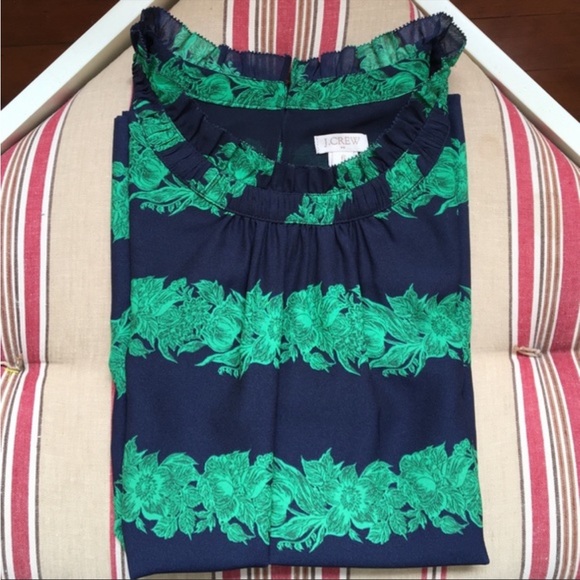Jcrew Green and navy blouse - Picture 4 of 6